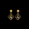 Serenity Blocks Earrings with aquamarine beads in geometric cube design, luxury jewelry by Zaman.