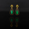 Green Agate and Jade stones set with 21 karat gold jewelry earrings design front view | ZAMAN HANDMADE JEWELRY