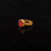 Red hexagon Coral set with 21 karat gold jewelry ring design side view | ZAMAN HANDMADE JEWELRY