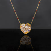  Amber stones Orange and brown Topaz set with 21 karat gold jewelry necklace design front view | ZAMAN HANDMADE JEWELRY