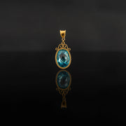 Blue Topaz stones set with 21 karat gold jewelry pendant design front view | ZAMAN HANDMADE JEWELRY