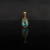 Blue Topaz stones set with 21 karat gold jewelry pendant design front view | ZAMAN HANDMADE JEWELRY