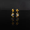 Cameo Agate stone set with 21 karat gold jewelry earrings design front view | ZAMAN HANDMADE JEWELRY