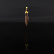 Bronze arrow pendant with 21 karat gold jewelry design front view | ZAMAN HANDMADE JEWELRY